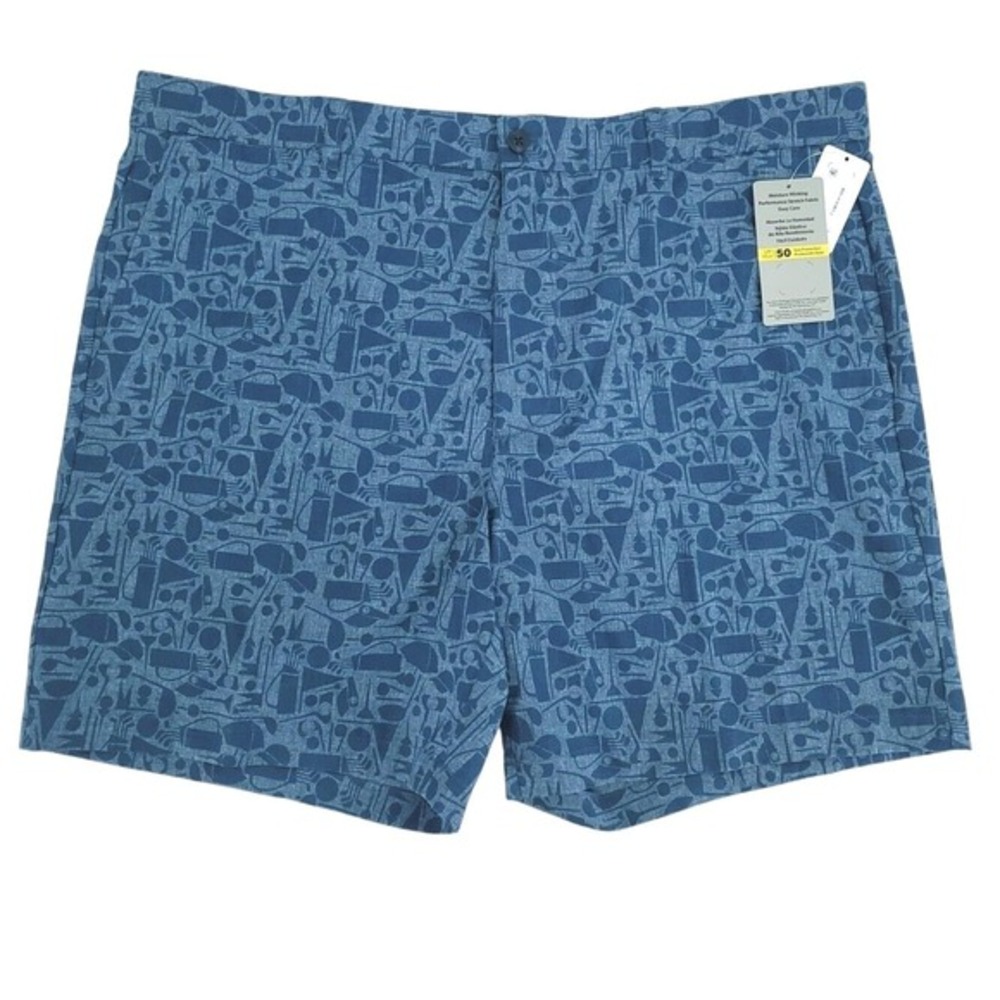 PGA Tour Mens 40 Golf Shorts‎ Performance Stretch Blue Printed 7" Golfcore NWT